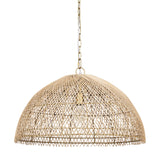 Thad 1-Light Natural Woven Rattan Dome Pendant by Mercana at Eve Furniture