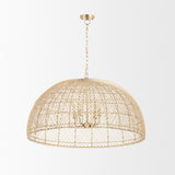 Thad 4-Light Natural Woven Rattan Dome Chandelier by Mercana at Eve Furniture
