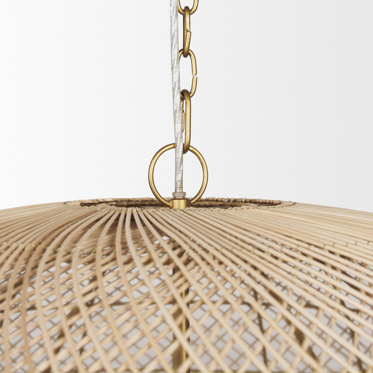 Thad 4-Light Natural Woven Rattan Dome Chandelier by Mercana at Eve Furniture