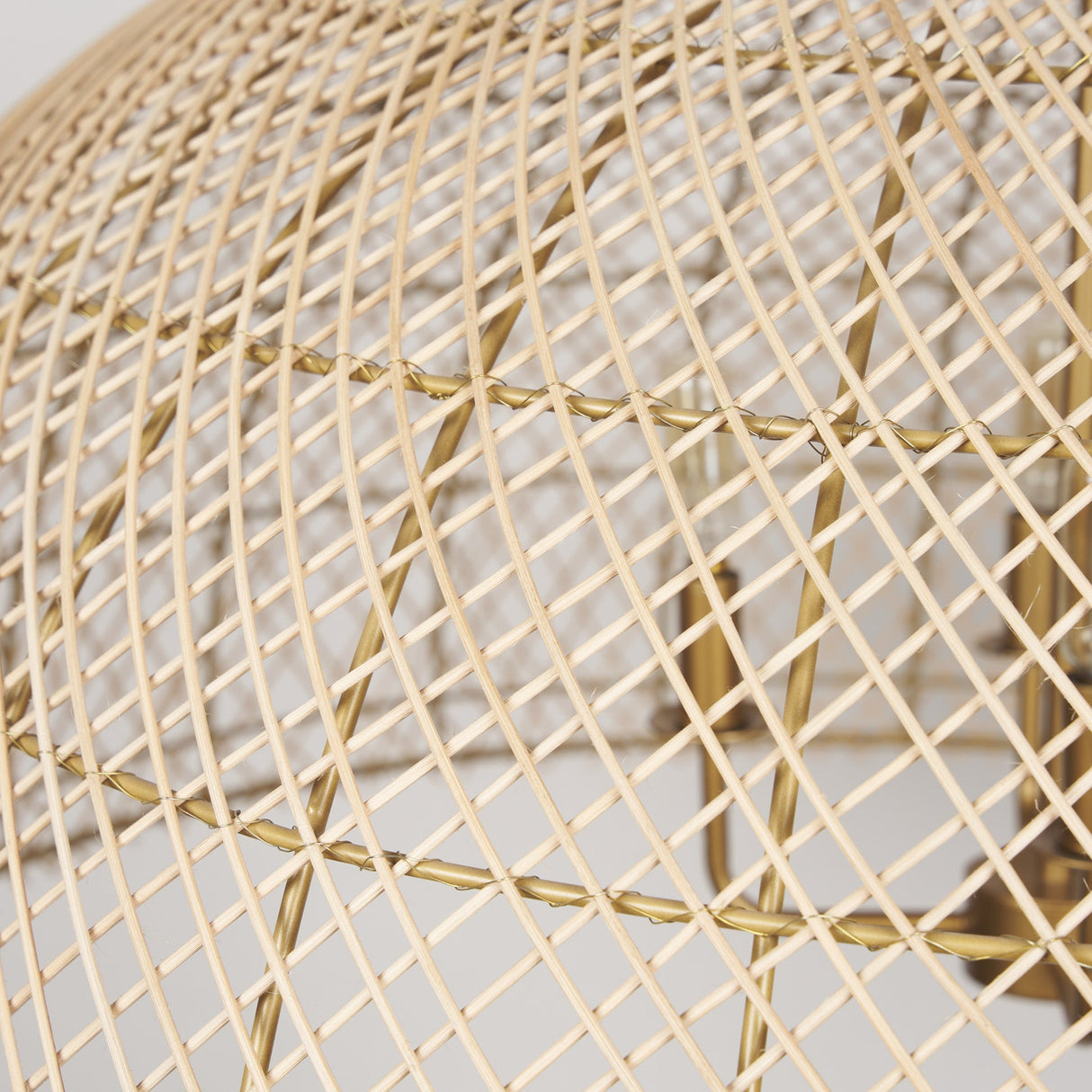 Thad 4-Light Natural Woven Rattan Dome Chandelier by Mercana at Eve Furniture