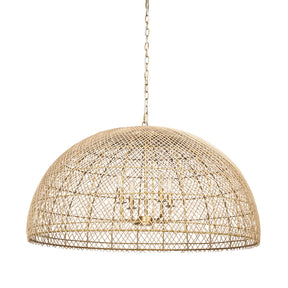 Thad 4-Light Natural Woven Rattan Dome Chandelier by Mercana at Eve Furniture