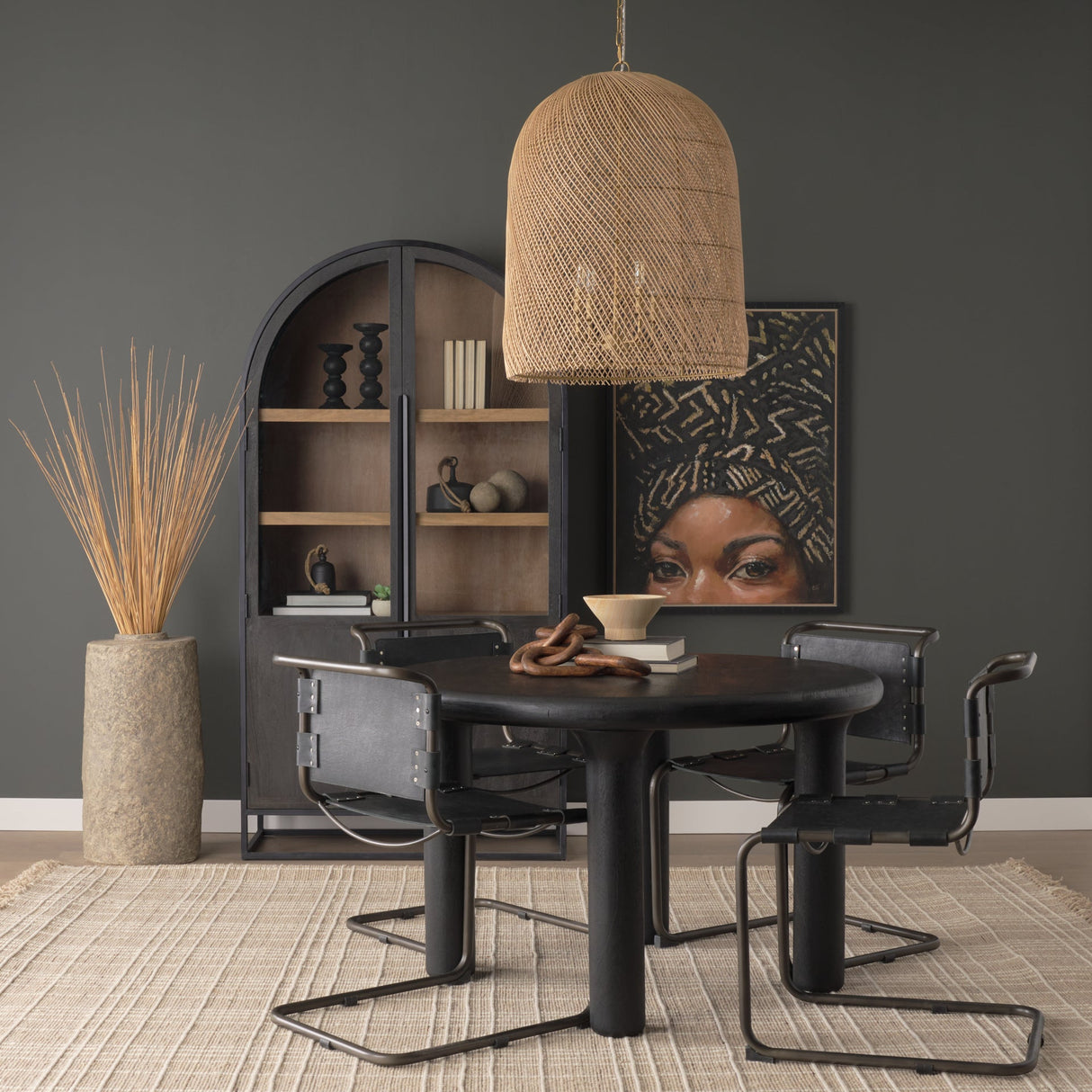 Thad 4-Light Natural Woven Rattan Foyer Chandelier by Mercana at Eve Furniture