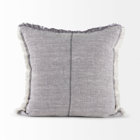 Thais Blue and Cream Fringed Decorative Pillow Cover by Mercana at Eve Furniture