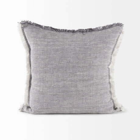 Thais Blue and Cream Fringed Decorative Pillow Cover by Mercana at Eve Furniture