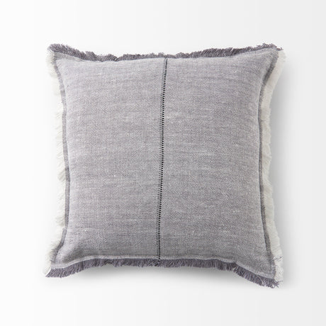 Thais Blue and Cream Fringed Decorative Pillow Cover by Mercana at Eve Furniture