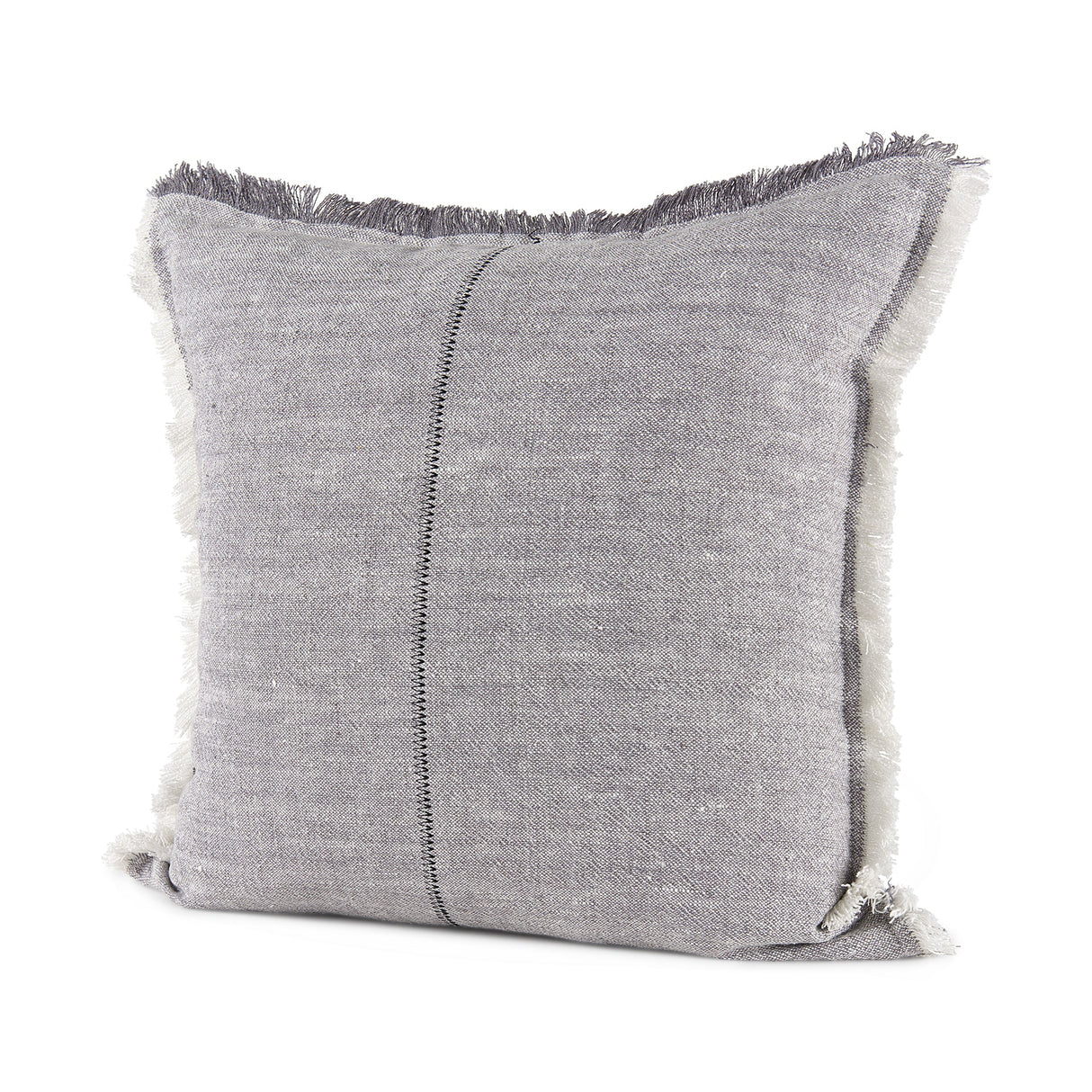 Thais Blue and Cream Fringed Decorative Pillow Cover by Mercana at Eve Furniture