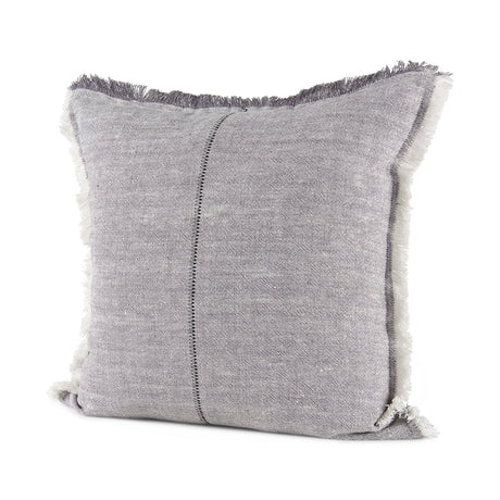 Thais Blue and Cream Fringed Decorative Pillow Cover by Mercana at Eve Furniture
