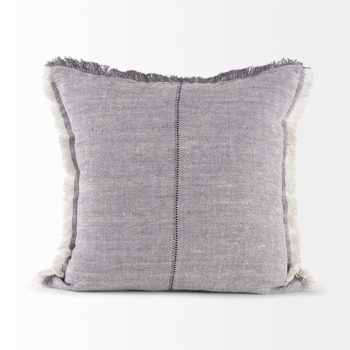 Thais Blue and Cream Fringed Pillow Cover w/Non-Allergen Filler, Set of 2 by Mercana at Eve Furniture