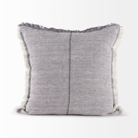 Thais Blue and Cream Fringed Pillow Cover w/Non-Allergen Filler, Set of 2 by Mercana at Eve Furniture