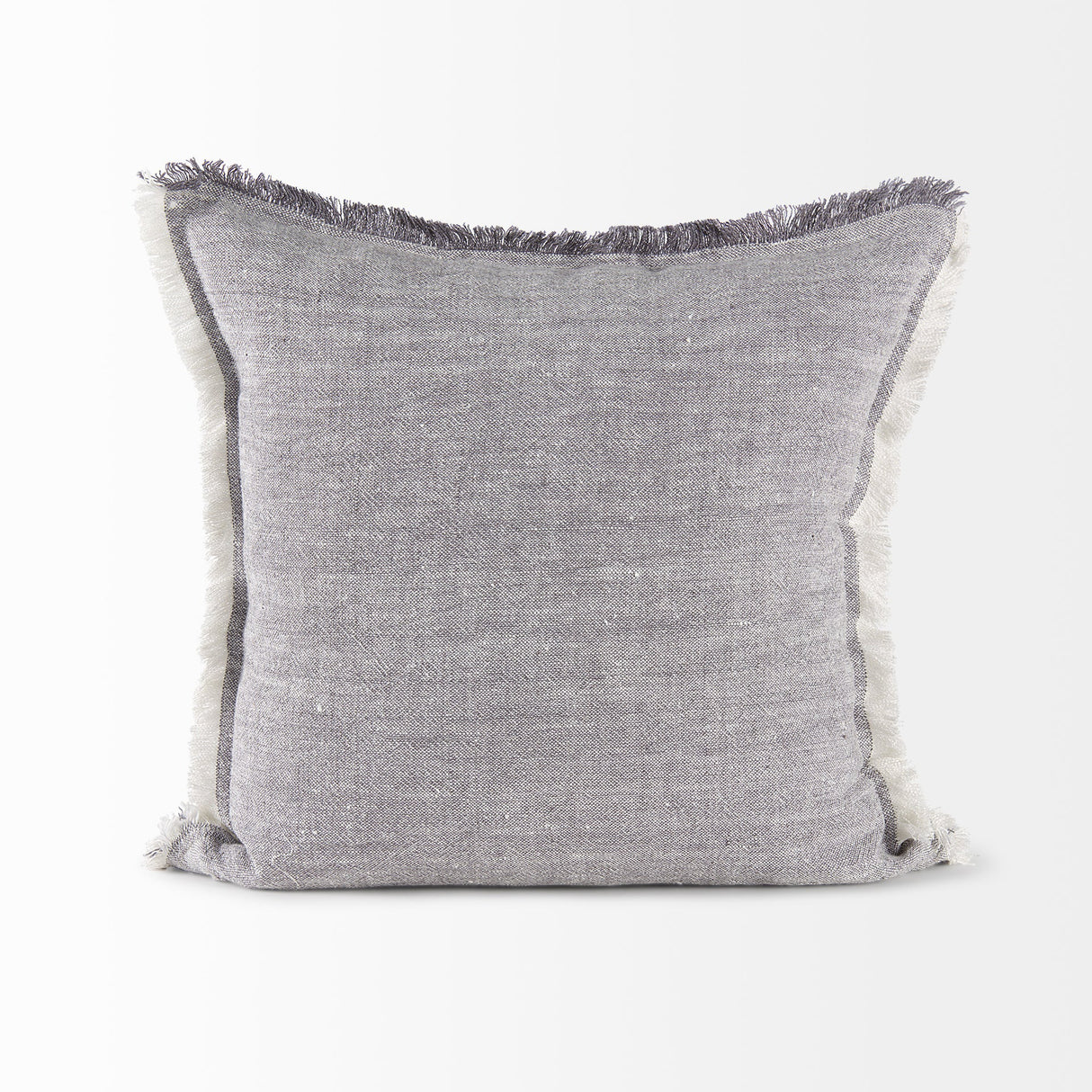 Thais Blue and Cream Fringed Pillow Cover w/Non-Allergen Filler, Set of 2 by Mercana at Eve Furniture