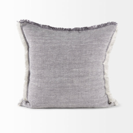Thais Blue and Cream Fringed Pillow Cover w/Non-Allergen Filler, Set of 2 by Mercana at Eve Furniture