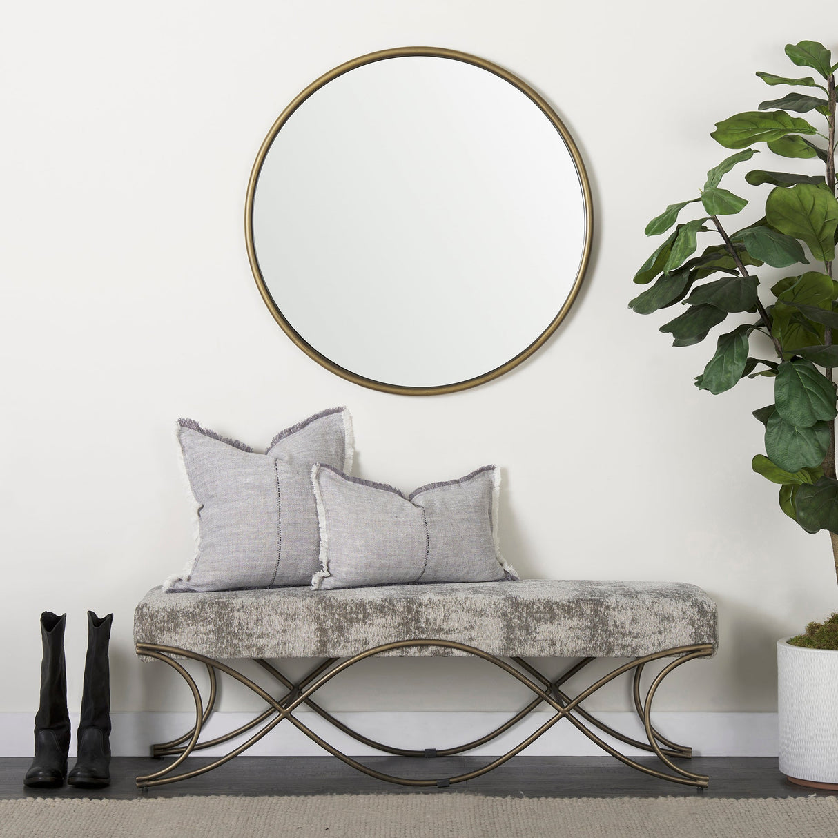 Thais Gray Fabric Fringed Decorative Pillow Cover by Mercana at Eve Furniture