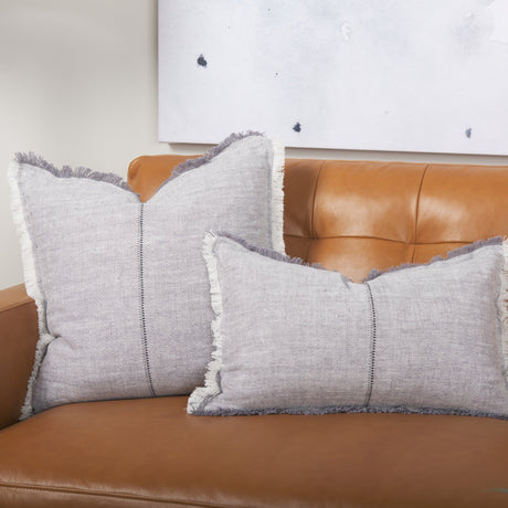 Thais Gray Fabric Fringed Decorative Pillow Cover by Mercana at Eve Furniture