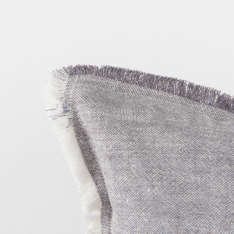 Thais Gray Fabric Fringed Decorative Pillow Cover by Mercana at Eve Furniture