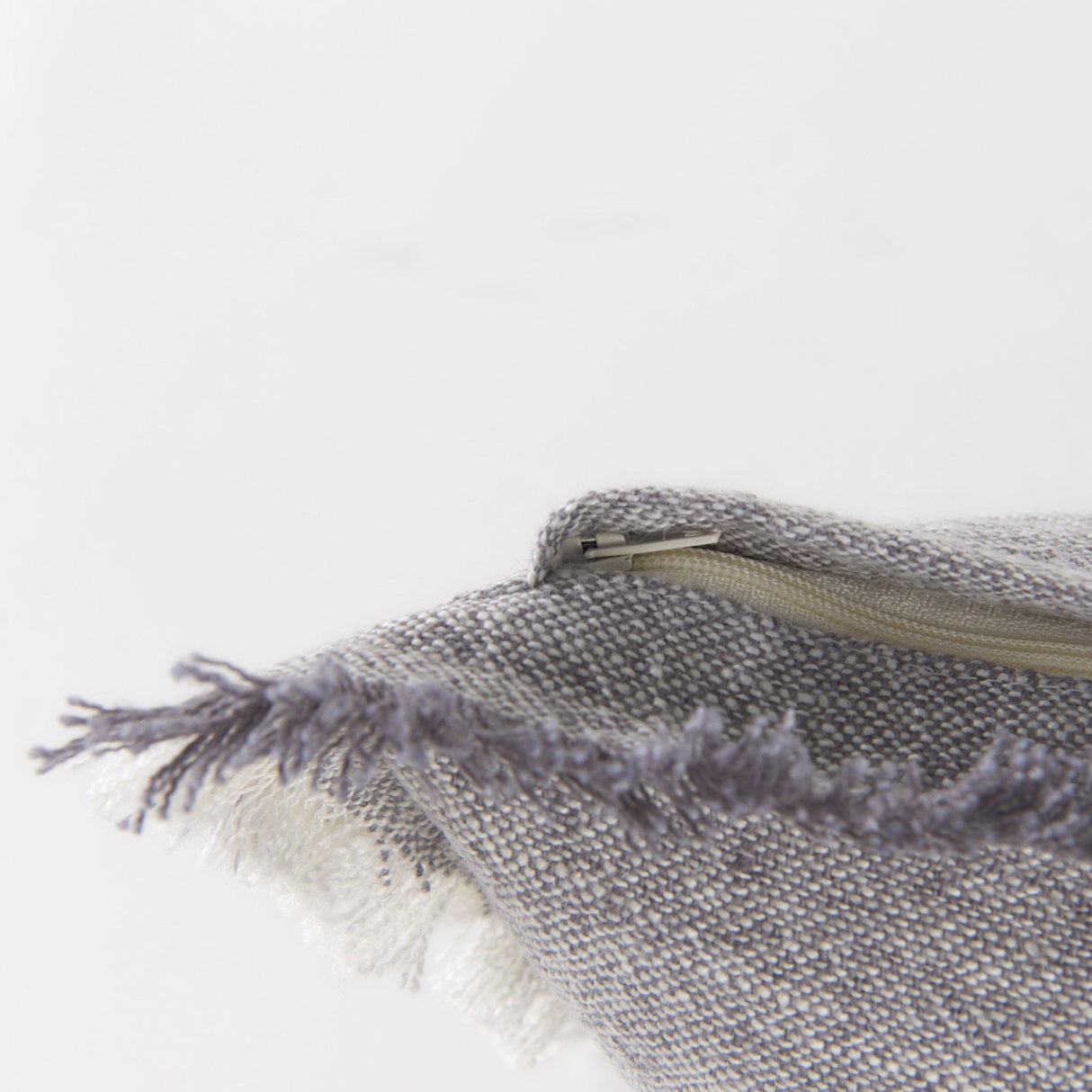 Thais Gray Fabric Fringed Decorative Pillow Cover by Mercana at Eve Furniture