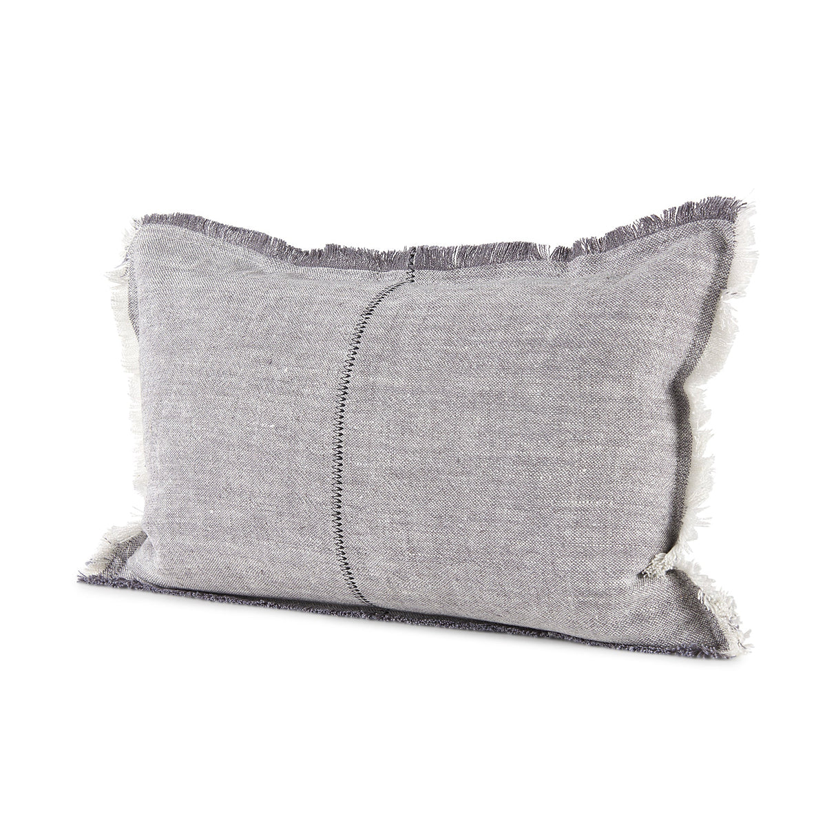 Thais Gray Fabric Fringed Decorative Pillow Cover by Mercana at Eve Furniture