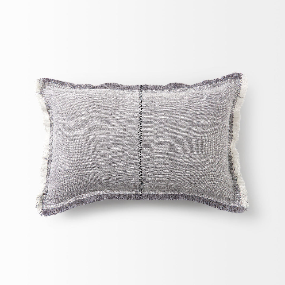 Thais Gray Fabric Fringed Pillow Cover w/Down Filler, Set of 2 by Mercana at Eve Furniture
