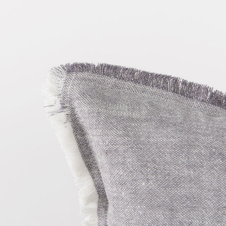 Thais Gray Fabric Fringed Pillow Cover w/Down Filler, Set of 2 by Mercana at Eve Furniture