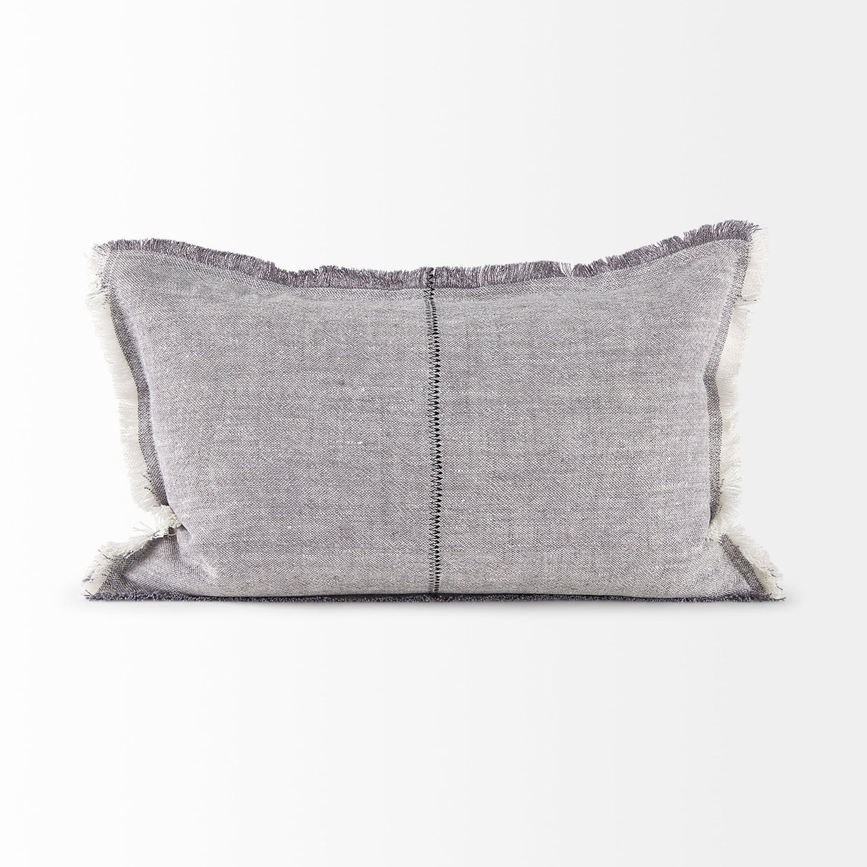Thais Gray Fabric Fringed Pillow Cover w/Non-Allegen Filler, Set of 2 by Mercana at Eve Furniture