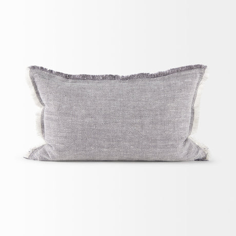 Thais Gray Fabric Fringed Pillow Cover w/Non-Allegen Filler, Set of 2 by Mercana at Eve Furniture