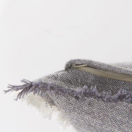 Thais Gray Fabric Fringed Pillow Cover w/Non-Allegen Filler, Set of 2 by Mercana at Eve Furniture