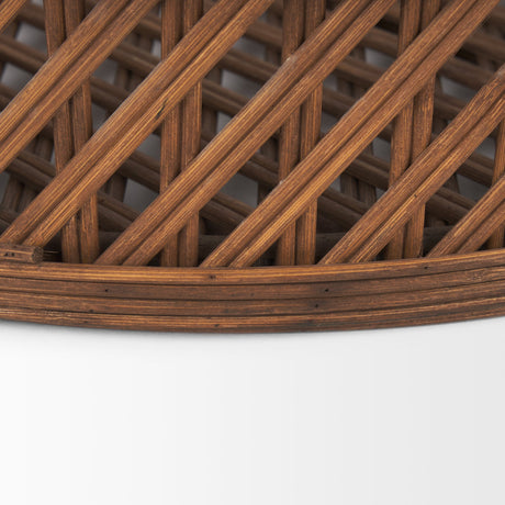 Thala Medium Brown Round Wicker Tray (Set of 2) by Mercana at Eve Furniture