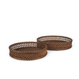 Thala Medium Brown Round Wicker Tray (Set of 2) by Mercana at Eve Furniture