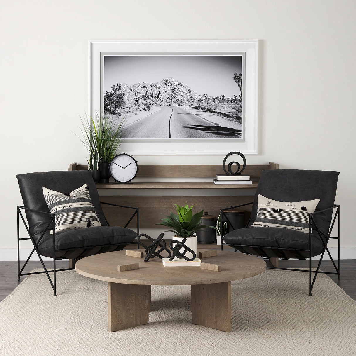 Thalia Black and Beige Fabric Striped and Fringed Decorative Pillow Cover by Mercana at Eve Furniture