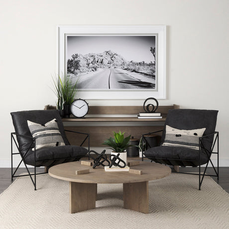 Thalia Black and Beige Fabric Striped and Fringed Decorative Pillow Cover by Mercana at Eve Furniture