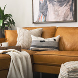 Thalia Black and Beige Fabric Striped and Fringed Decorative Pillow Cover by Mercana at Eve Furniture