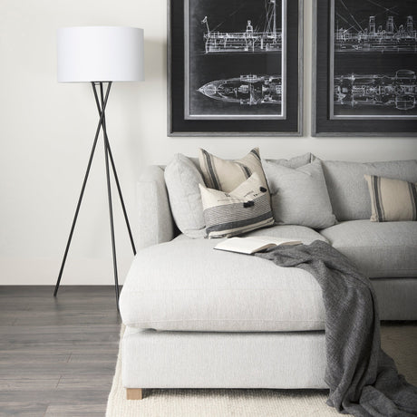 Thalia Black and Beige Fabric Striped and Fringed Decorative Pillow Cover by Mercana at Eve Furniture
