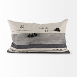 Thalia Black and Beige Fabric Striped and Fringed Decorative Pillow Cover by Mercana at Eve Furniture