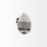 Thalia Black and Beige Fabric Striped and Fringed Decorative Pillow Cover by Mercana at Eve Furniture