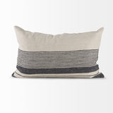 Thalia Black and Beige Fabric Striped and Fringed Decorative Pillow Cover by Mercana at Eve Furniture