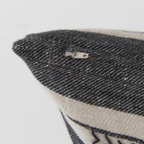 Thalia Black and Beige Fabric Striped and Fringed Decorative Pillow Cover by Mercana at Eve Furniture