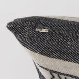 Thalia Black and Beige Fabric Striped w/Fringe Pillow Cover w/Down Filler, Set of 2 by Mercana at Eve Furniture