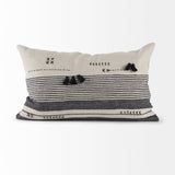 Thalia Black and Beige Fabric Striped w/Fringe Pillow Cover w/Non-Allergen Filler, Set of 2 by Mercana at Eve Furniture