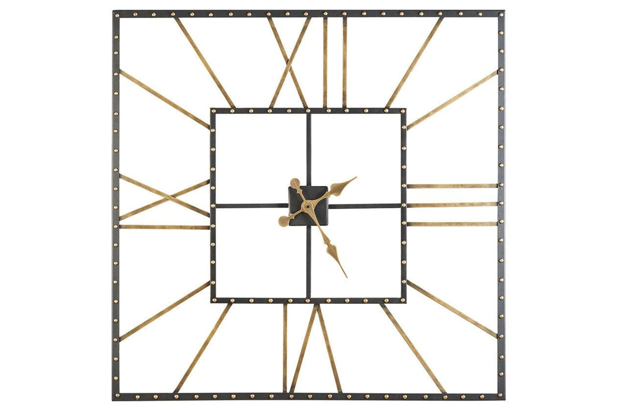 Thames Black/Gold Finish Wall Clock by Ashley at Eve Furniture