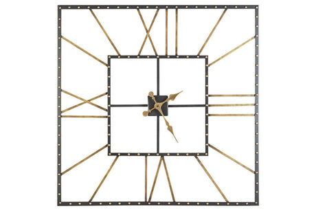 Thames Black/Gold Finish Wall Clock by Ashley at Eve Furniture