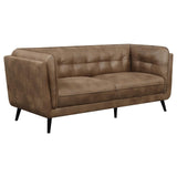 Thatcher 3-Piece Upholstered Button Tufted Living Room Set Brown