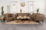 Thatcher Upholstered Button Tufted Loveseat Brown