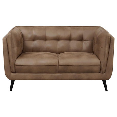 Thatcher Upholstered Button Tufted Loveseat Brown