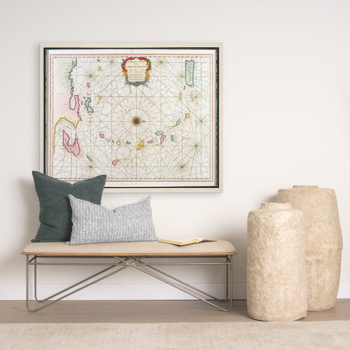 The Caribbean Islands, 1715-1750 by Mercana Studio a Hand Embellished Textured Framed Art Print by Mercana at Eve Furniture