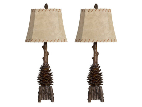 The Standing Pinecone Brown Table Lamp (Set of 2) by Crestview at Eve Furniture