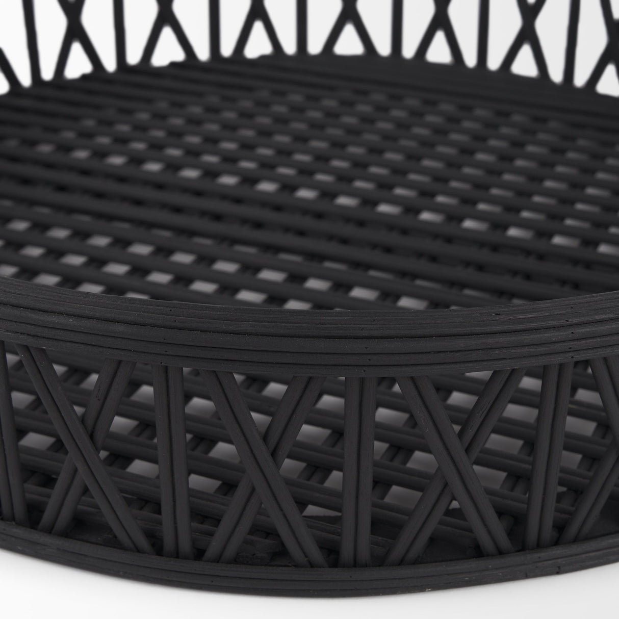 Thea Matte Black Wicker Trays (Set of 2) by Mercana at Eve Furniture