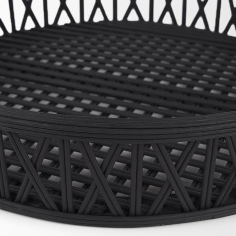 Thea Matte Black Wicker Trays (Set of 2) by Mercana at Eve Furniture