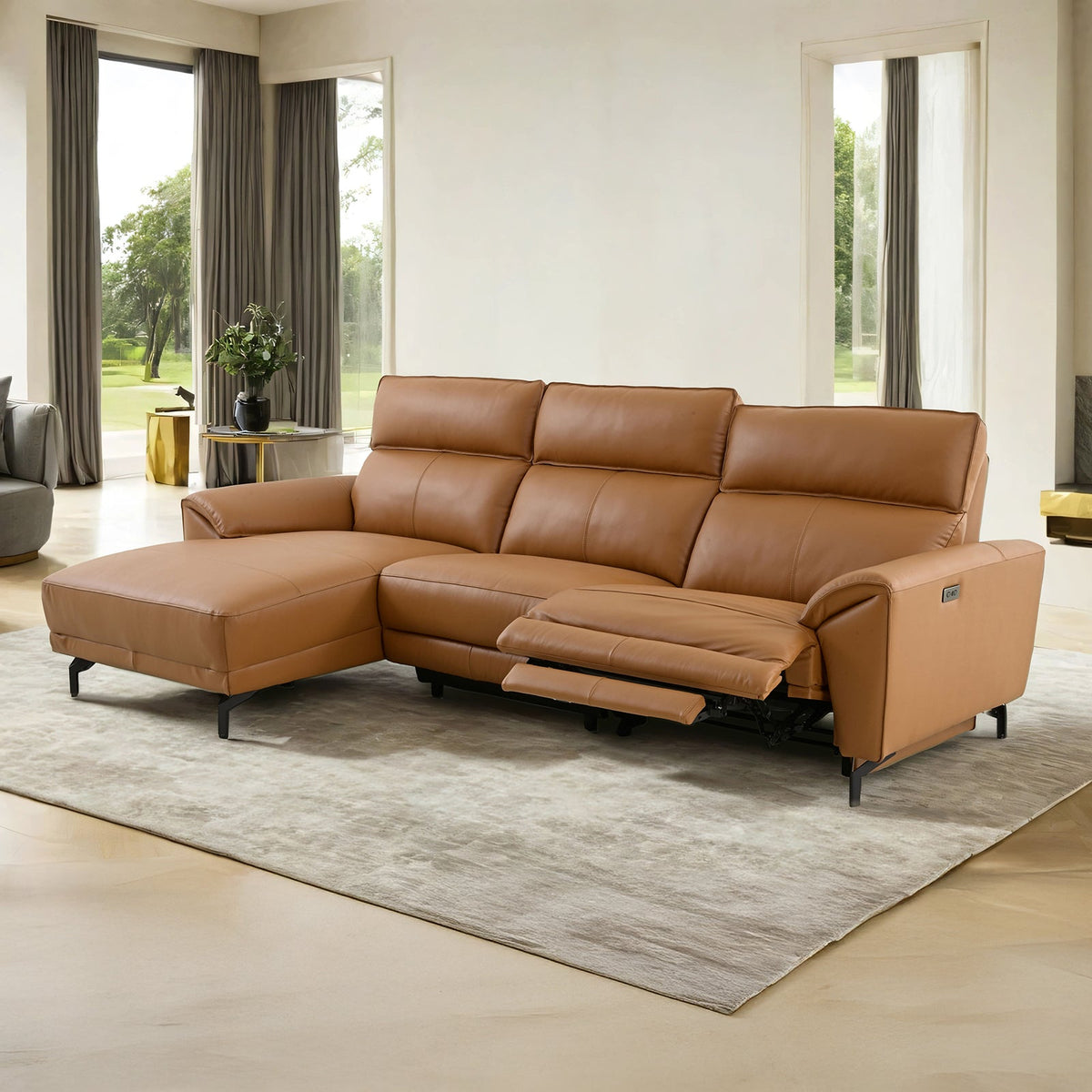 Themis Brown Clay Power Sectional with Left Chaise by Furniture of America at Eve Furniture