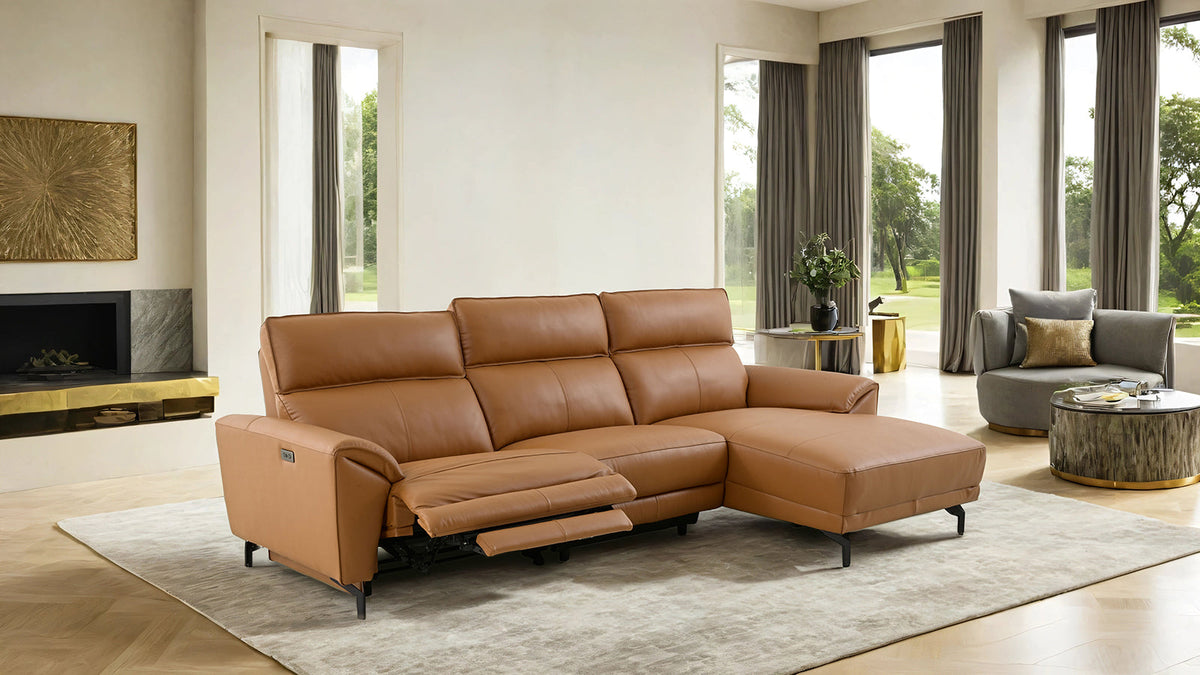 Themis Brown Clay Power Sectional with Right Chaise by Furniture of America at Eve Furniture