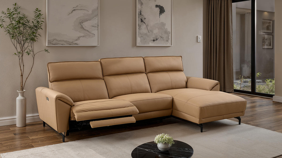 Themis Light Brown Power Sectional with Right Chaise by Furniture of America at Eve Furniture