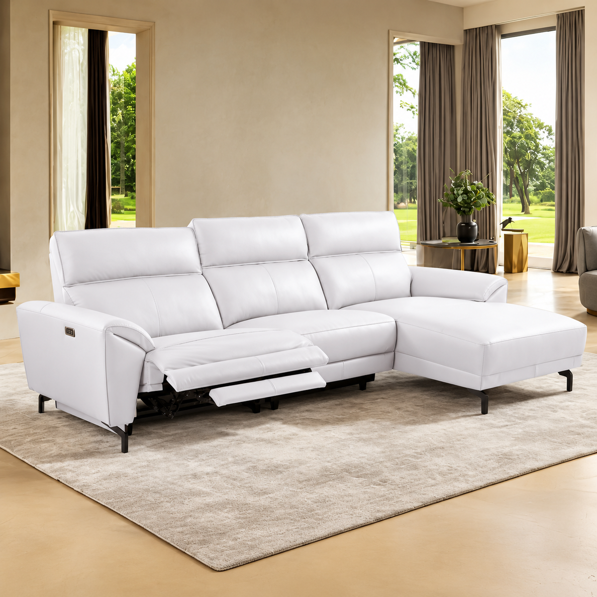 Themis White Power Sectional with Right Chaise by Furniture of America at Eve Furniture